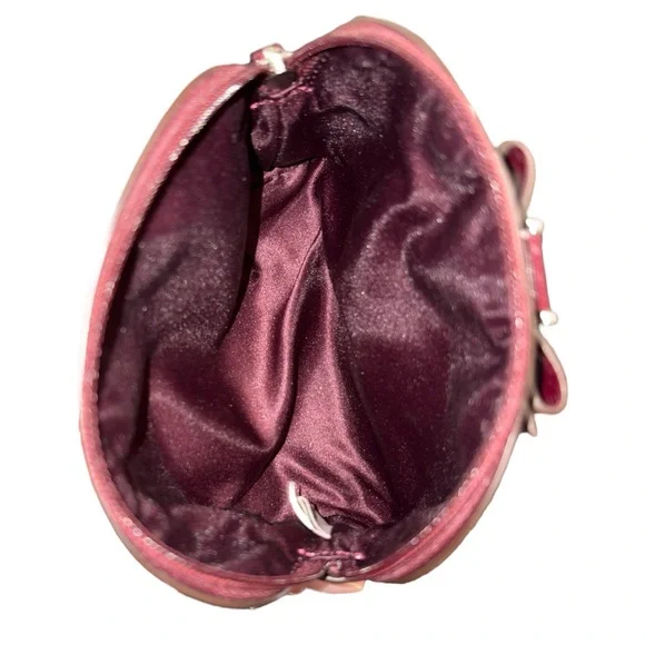 Coach Darcy Small Leather Cosmetic Zippered Bag Burgundy w/ Bow NWOT - Picture 6 of 8